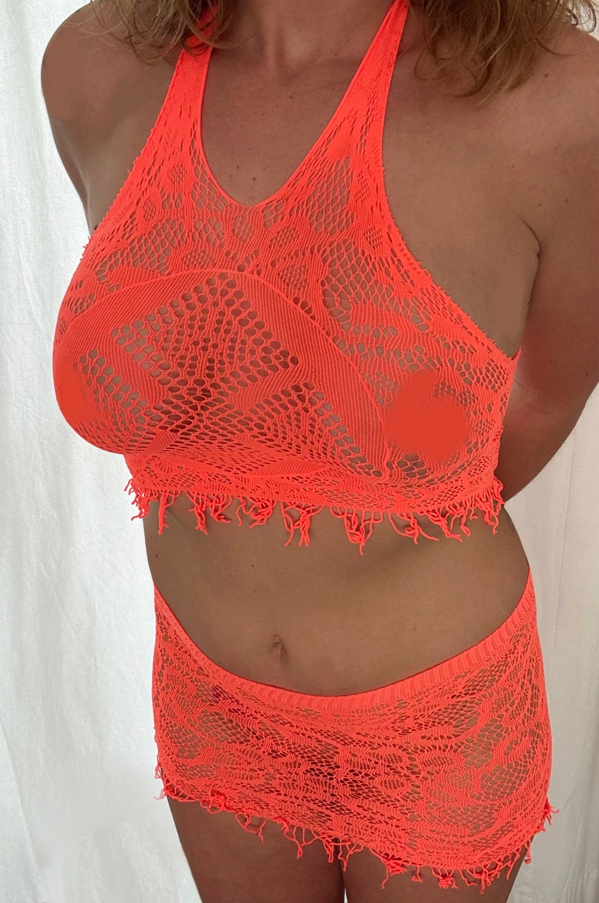 Neon Orange Lace Set