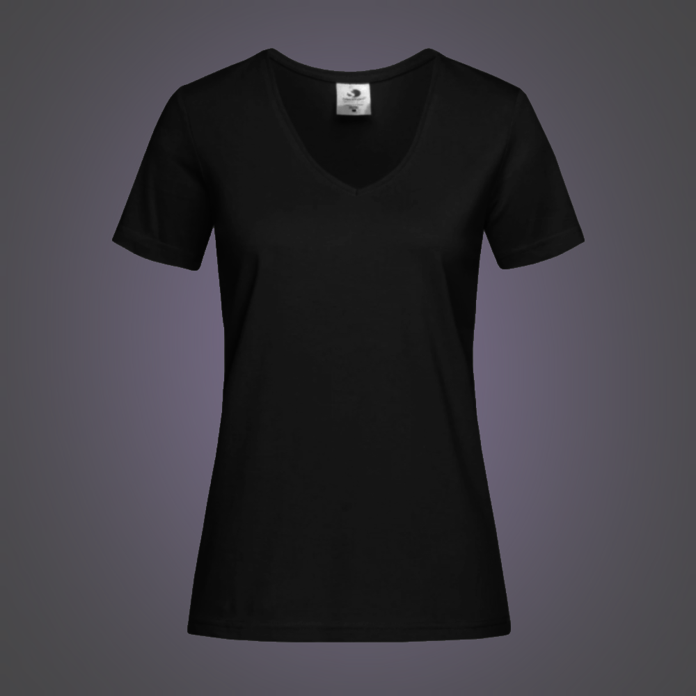 Base V-Hals T-Shirt Vrouw Zwart